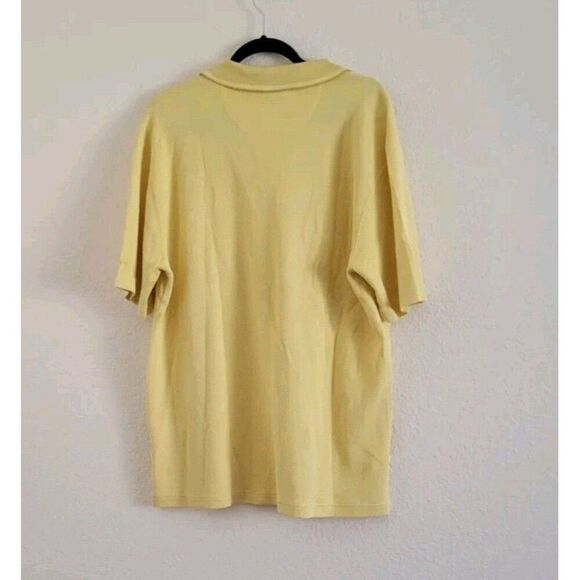 BANANA REPUBLIC Silk Blend Polo Golf Shirt Men’s Casual Large L Yellow Crepe - Picture 5 of 7